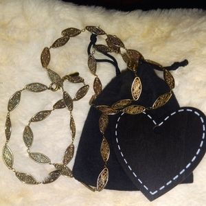 Vintage 40" Ben Amun 24 Kt Gold Plated Lanyard Style Ornate Necklace